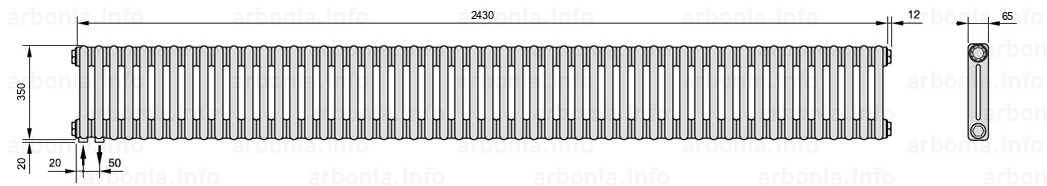 Схема (чертеж) Радиатор Arbonia 2035/54 №69